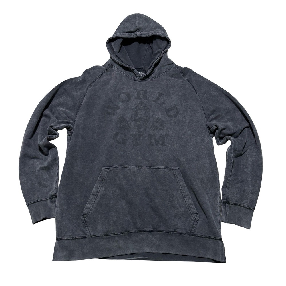 Vintage World Gym Gorilla Graphic Faded Grunge Hoodie Size XL 24 x 29.5